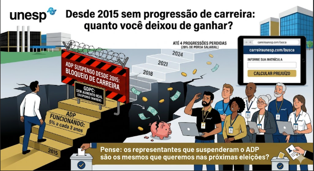 Imagem do item Desde 2015 sem progressão de carreira: quanto você deixou de ganhar?